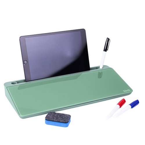 Birch Desktop Whiteboard with Storage & Multiple Markers Surface Desktop Glass Dry Erase Board Desk Top White Board Dry Erase Notepad Desk White Board Tabletop Desk Whiteboard (Moss)