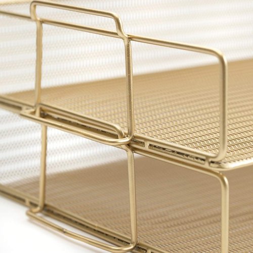 Blu Monaco Desk Accessories Gold - 7 Piece Set for Office Organization with Hanging File Holder Women Organizer Boho Décor
