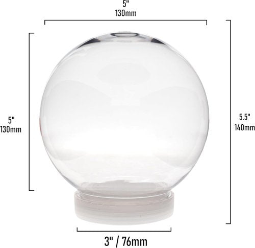 Creative Hobbies DIY Snow Globe - 5 Inch Clear Plastic with Screw Off Cap | Ideal for Custom Crafts