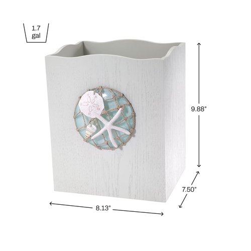 Avanti Linens - Waste Basket, Decorative Trash Can, Beach Inspired Bathroom Accessories (Seaglass Collection)