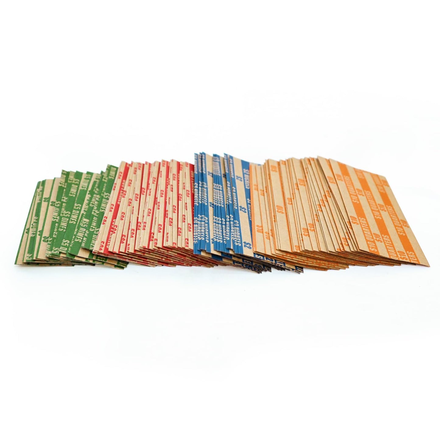 L LIKED 300 Assorted Flat Striped Coin Wrappers, 75 of Each Pennies, Nickels, Dimes and Quarters