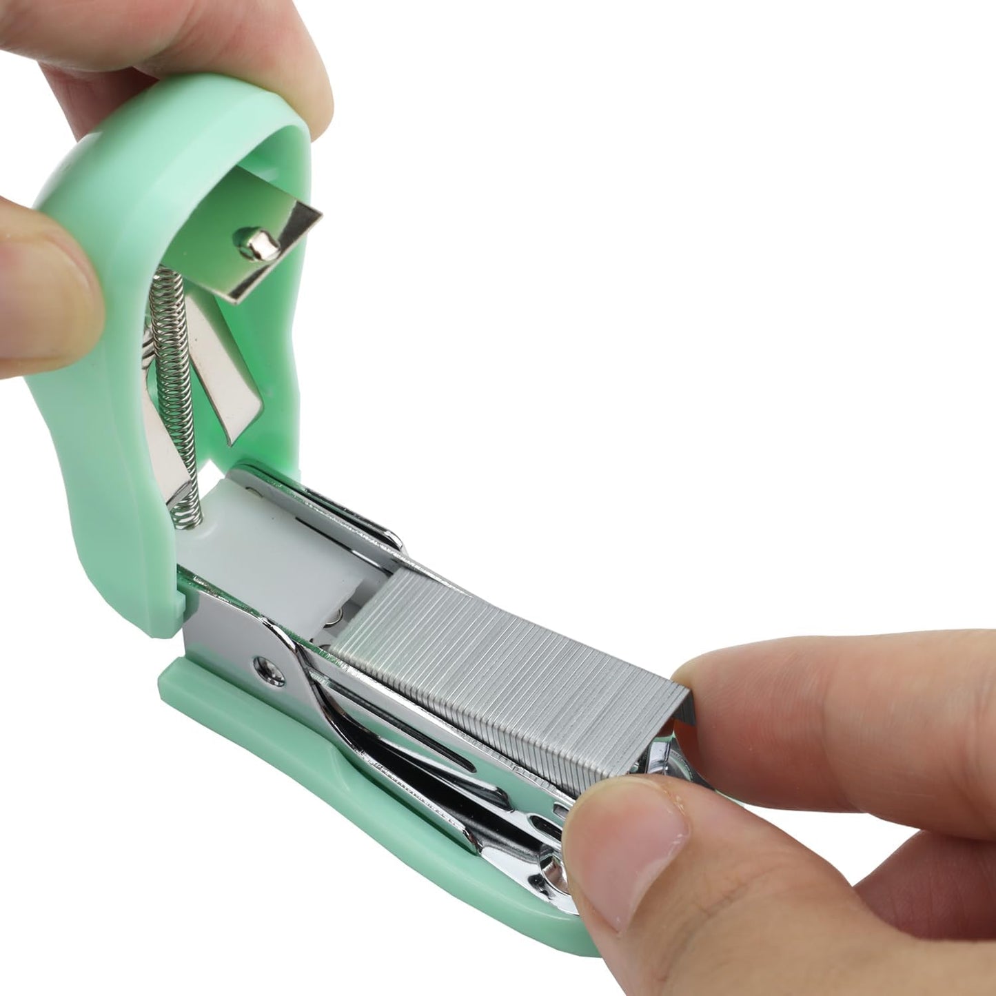 Skiennix Mini Desktop Stapler Set - 20 Sheet Capacity with Built-In Staple Remover & 750 Staples | Cute Green Office Supplies