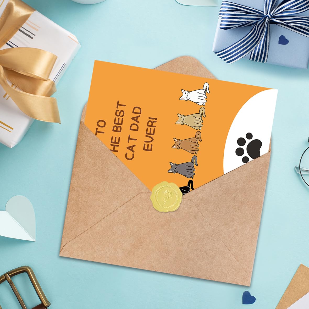 uugtcard Cat Dad Father's Day Card, Fathers Day Card Gift from Cat