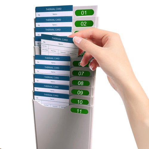 JIAN BOLAND Time Cards Rack, Retractable Time Card Holder With 10-Pocket Slots, Constructed of Durable Plastic, Attendance Payroll Recorder for Office Punch in Clock Out