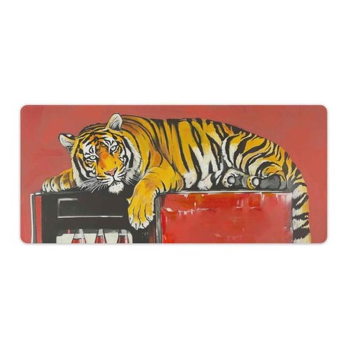 PailailaiNest Tiger Large Mouse Pad Mousepad Funny Retro Red Animal Mouse Pad Desk Pad Mat Desk Mat for Keyboard Computer Pad for Gaming Home Office Supplies 40x90cm