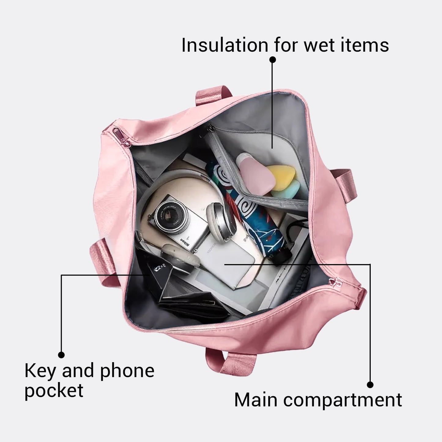 Gym Duffel Bag for Women with Shoulder Strap Lightweight Tote Travel Duffle Bag Sports Tote and Weekender Overnight Use