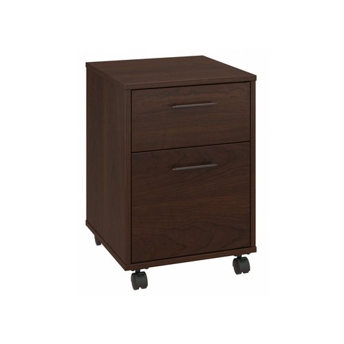 Bush Furniture Key West Rolling Cart for Home Office, 2 Drawer File Cabinet on Wheels, 15.51"W x 15.75"D x 22.28"H, Bing Cherry
