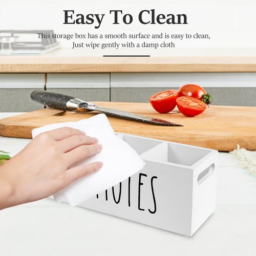Remote Control Holder, Wooden TV Remote Holder for Table, 3-Compartments Bedside TV Controller Caddy, Wood Remote Organizer Box, Multi-functional Media Organizer Tray for Home Bedroom Nightstand