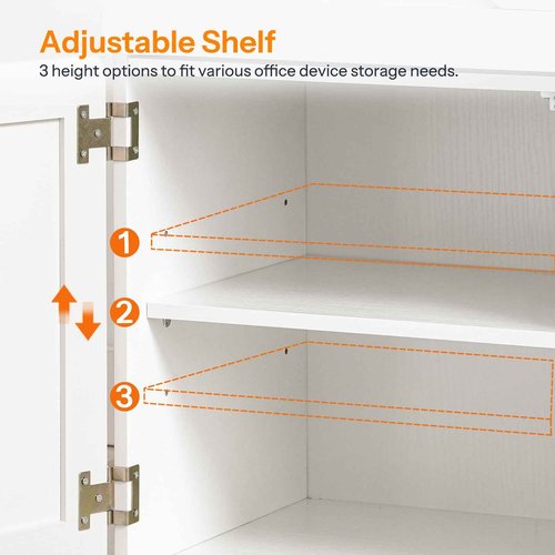 HOOBRO File Cabinet with Charging Station/LED Lights, Wooden Lateral Filing Cabinet on Wheels, Printer Stand with Open Storage for Home Office, A4, Letter, Legal Size Files, White WT85UDWJ01