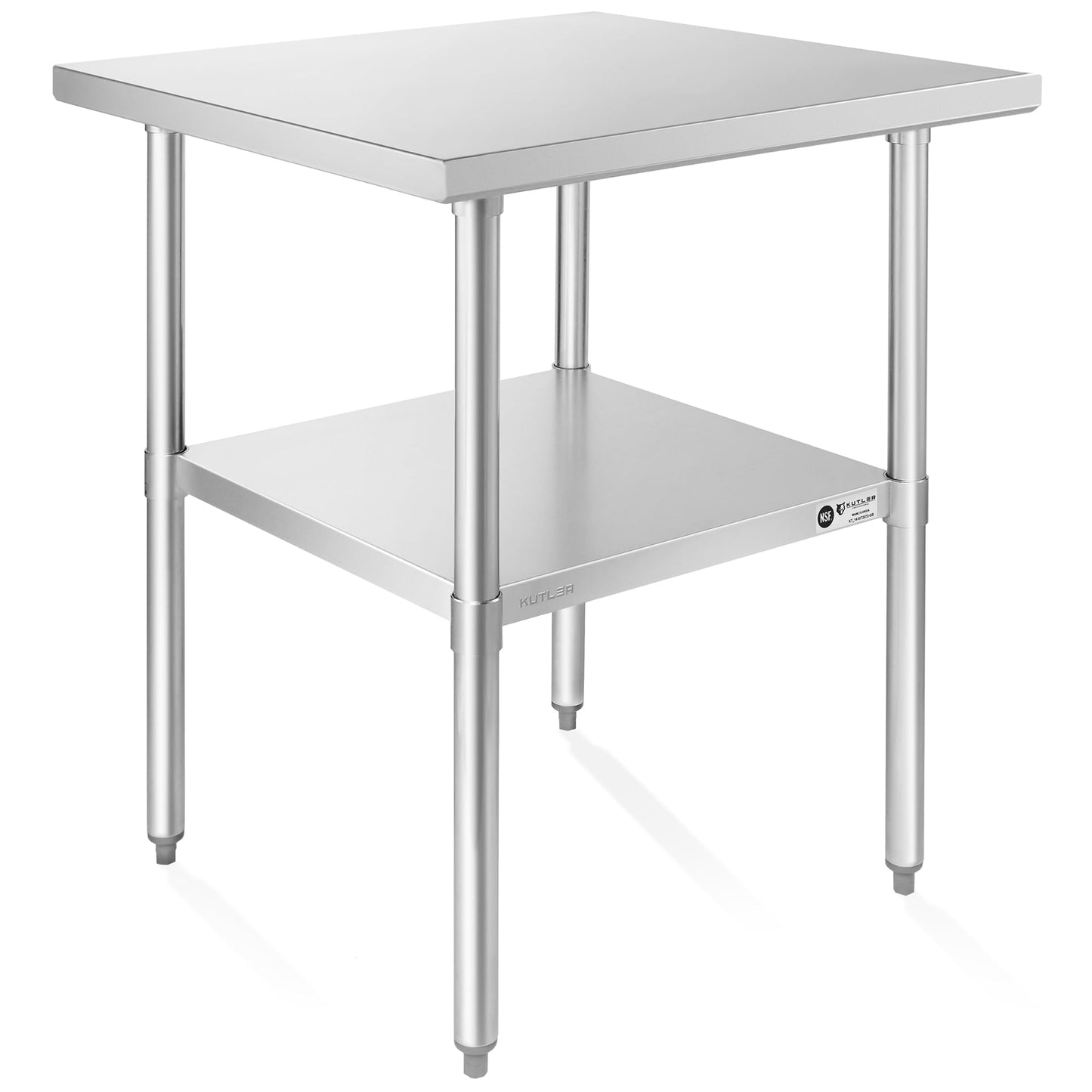 KUTLER Stainless Steel Table 24 x 12 Inches, NSF Heavy Duty Commercial Kitchen Prep and Work Table with Undershelf for Restaurant, Hotel, Home