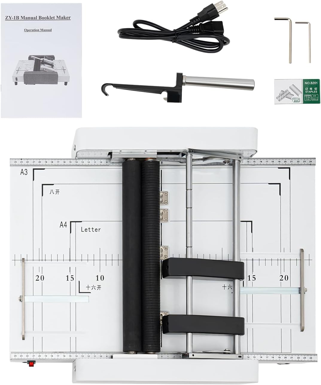 Skiennix Booklet Maker Machine - A3 Paper Folder & Stapler 2-in-1 Design with Silicone Rollers