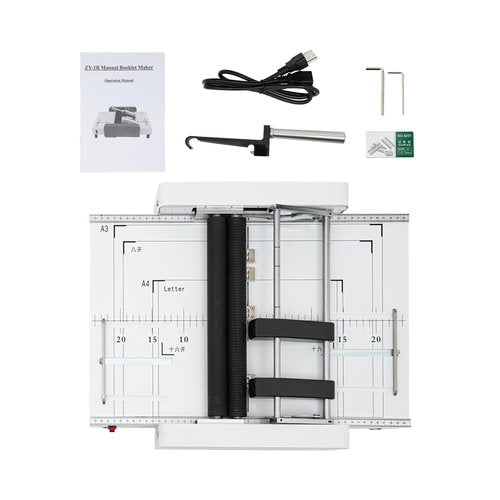 A3 Booklet Maker Machine, 110V Paper Folding Binding Machine MAX 11.7"x16.5" Paper Folding and Stapling Equipment for Brochures, Manuals, Invitations, Home, School, Office, Church
