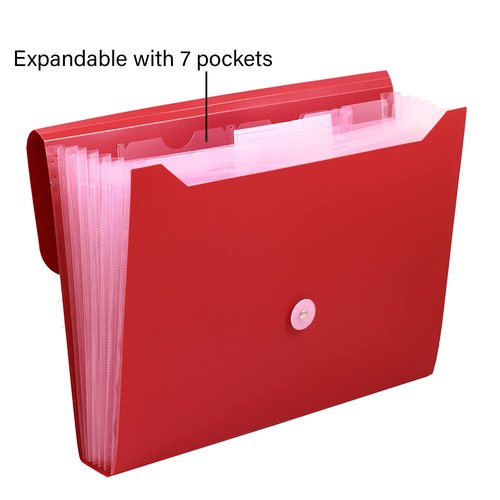 BAZIC Products Expanding File Folder 7 Pockets w/A-Z Tab Monthly Tabs, Letter Size Plastic File Pocket Folders, Office Paper Documents Organizer, 12-Pack
