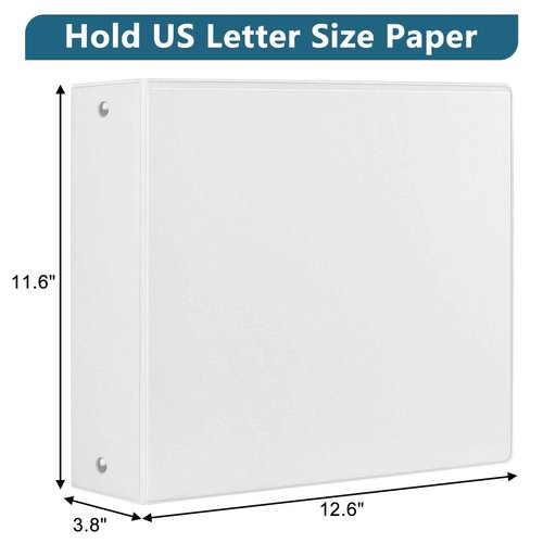 CIXILDTS 3-Inch 3 Ring Binder, Standard 3" Round Ring Binder Fit Letter Size Paper, Presentation View Binders, White, 10-Pack