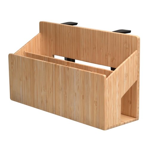 MobileVision Bamboo Side Desk or Table Organizer with C-Clamp Mount on Rear For Easy Mount
