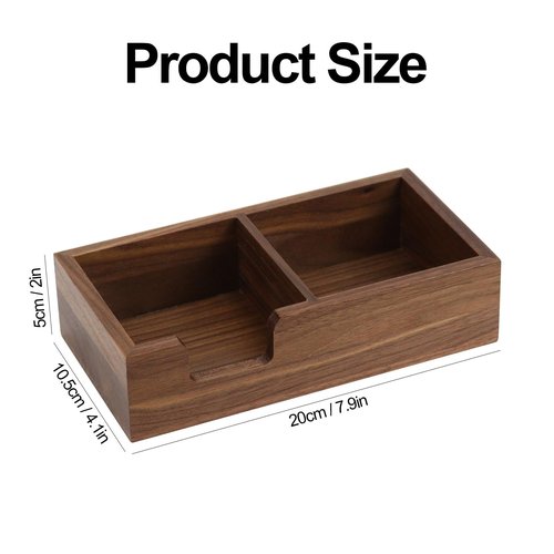 Buqoo Sticky Note Holder, 2 in1 Black Walnut Wood Self Stick Note Holder Memo Pad Holder Dispenser Organizer, Post It Note Dispenser Cube Holder for 3 x 3 pads for School Office Home Desk Accessories