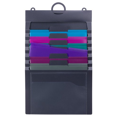 SMEAD Cascading Wall Organizer Gen 2, 6 Pockets, Letter Size, Gray/Jewel Pockets (92063)