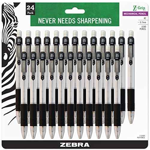 Zebra Z-Grip Mechanical Pencil, 0.7mm Point Size, HB #2 Graphite, Black Grip (Pack of 6, 144 Count Total)