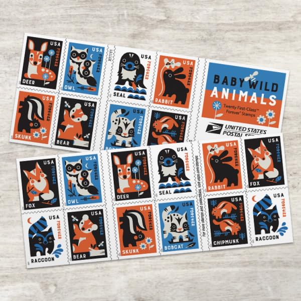United States Postal Service Baby Wild Animals 2025 (20 Stamps) First-Class Forever Postage