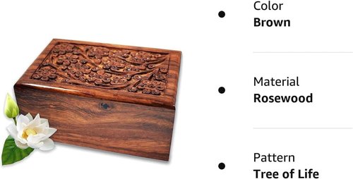 Handcrafted Rosewood Cremation Urn - Elegant Wooden Urn for Adult Ashes | XX-Large Size