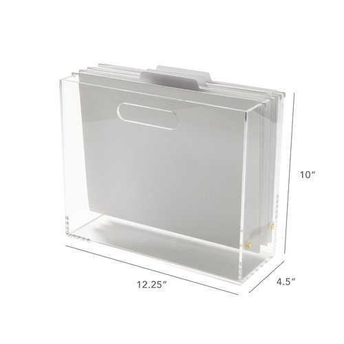 RUSSELL+HAZEL Acrylic File Box Slim, File Organizer, File Organizer for Desk, Clear, 4.5” x 12.25” x 10”