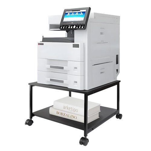 EMERIT 2-Tier Under Desk Printer Stand w/Storage - 19.5x19.5x12.8''Heavy Duty Rolling Cart, Mobile Printer Table with Lockable Wheels for Home Office Organization - Industrial Style