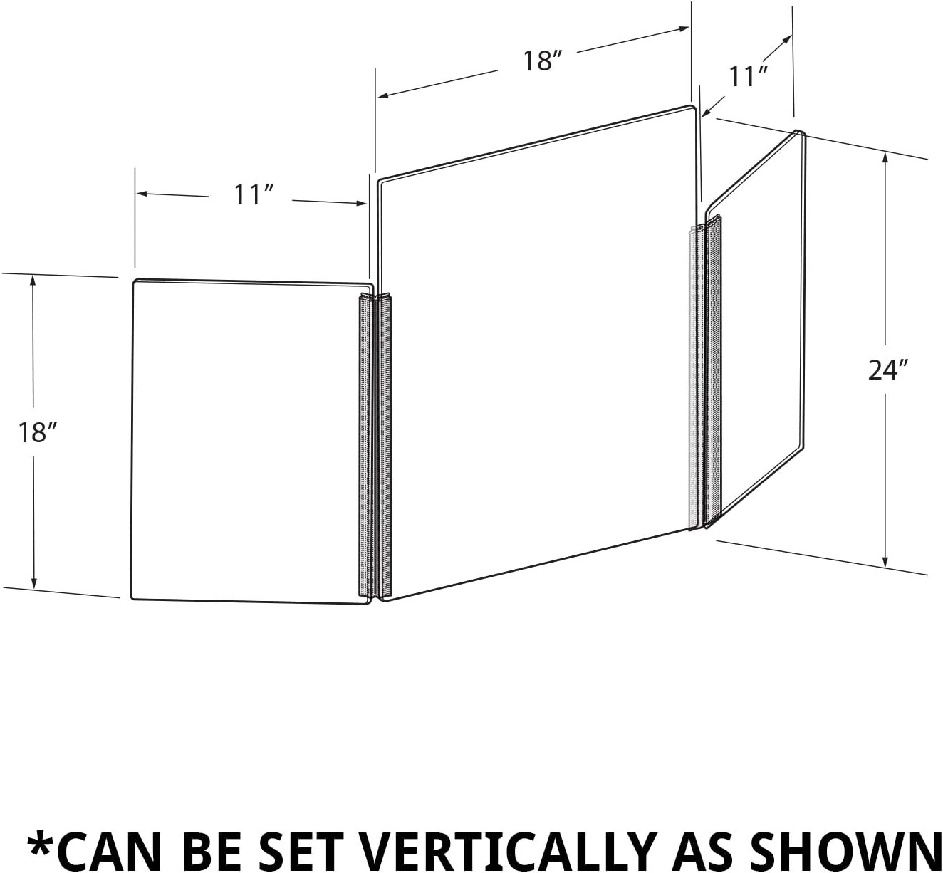 Azar Displays Tri-Fold Protective Sneeze Guard - Portable Plexiglass Barrier | 46" x 18" Acrylic Desk Shield