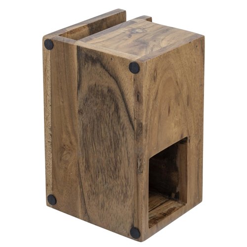 MyGift Rustic Solid Acacia Wood Office Desktop Stationery Organizer, Desk Caddy with Mail Slot, 2 Pen Holders, Sticky Note Storage, and Supplies Tray - Handcrafted in India