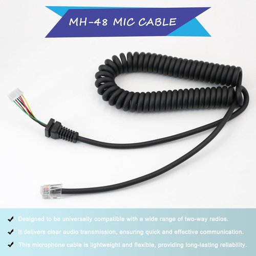 Afadorable 3Pcs Mic Cable Cord Wire Fit for Yaesu FT-7800 FT-8800 FT-8900 FT-8900R FT-7900R FT-1500M FT-2800M Radio, Replacement Microphone Cable for MH-48A6J MH-48 MH-42 MH-36