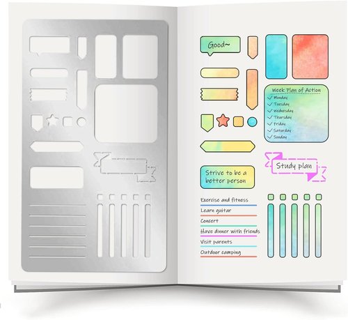 INFUNLY Metal Bookmark Stencils - 4x7 Inches Stainless Steel Templates for DIY Painting & Scrapbooking