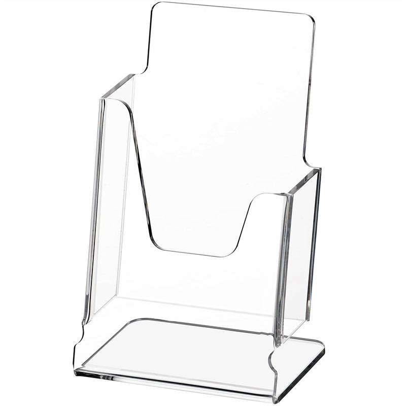 HeZone Acrylic Brochure Holder 4x9 Inch,Clear Pamphlet Holder Display Stand for Trifold 4 Inch Flyers,Pamphlets,Booklets,Menu,Leaflets for Office,Home,Store,Trade Exhibition,1 Pack,A6