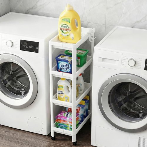 Moryimi Laundry Cart - Expandable Slim Storage Solution with Wheels | 4-Tier Organization for Laundry Room