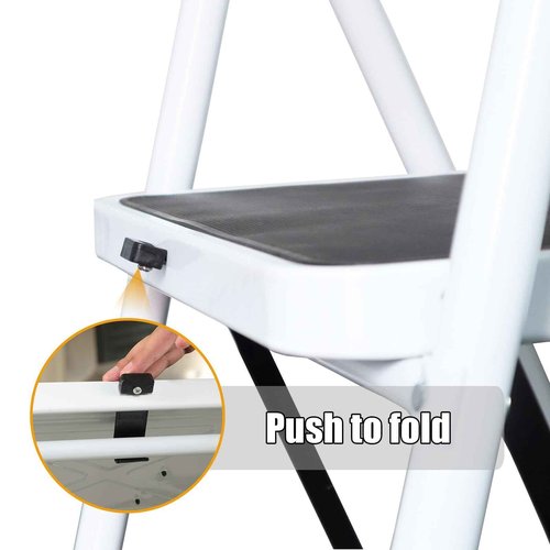 Big Red 4 Step Ladder, 400 Ergonomic Folding Stool with Anti-Slip Pedal, Step Stool with Padded Handle for Kitchen, Household, Offices, ATRJZ9034XR, Torin