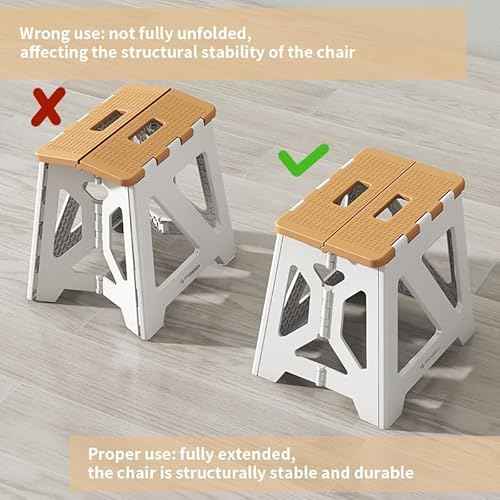 BLACKSPACE 13" Folding Step Stool for Adults, 250 lbs Capacity Non-Slip Compact Plastic Foldable Step Stool with Handle, Portable Lightweight Folding Stool for Home or Kitchen(Grey)