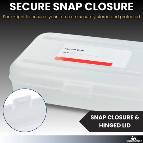 1InTheOffice Clear Plastic Pencil Case, Plastic Pencil Box, Pencil Case Organizer, 8" x 5", 6 Pack