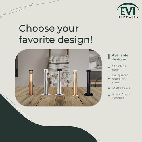 Wall Mounted Doorstop | Adhesive or Screwing | Adjustable from 3.5" to 5,10" | Stainless Steel | EVI