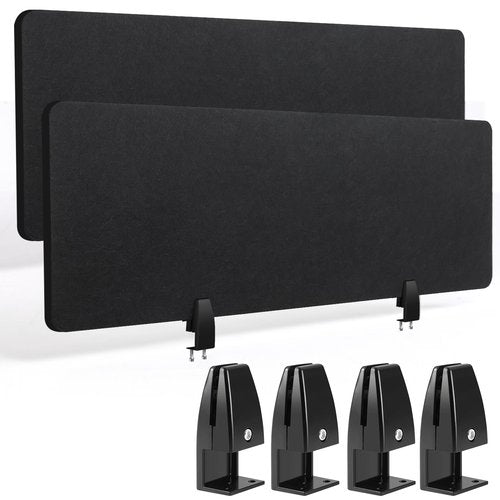 Wesiti 2 Pcs Acoustic Desk Divider Noise Reducing Desk Privacy Panel for Student Table Standing Sound Proof Divider Desktop Claw Office Furniture Partition for Classroom(Black,47.24 x 15.75 Inches)