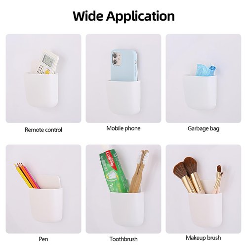 Tecbeauty 8 Pcs Remote Control Holder Self Adhesive Wall mounted Storage Box Phone Charging Pen Holder Organizer for Home Office School