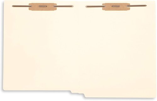 Blue Summit Supplies Manila File Folders - 100 Pack with Reinforced End Tabs & 2 Fasteners, Letter Size