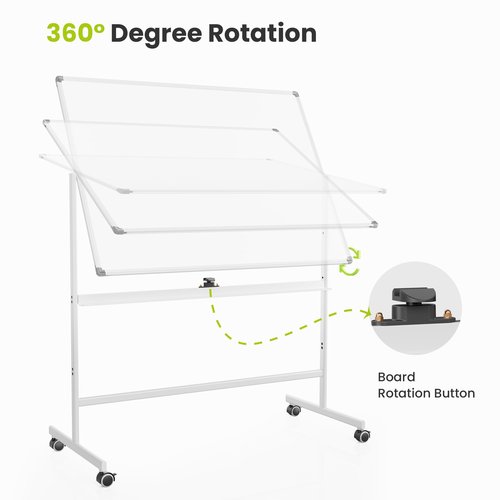 VUSIGN 36" x 48" Mobile White Board on Wheels, Double Side Dry Erase Board with Stand, Large Aluminum Frame Standing Rolling Whiteborad for Office, Home,School