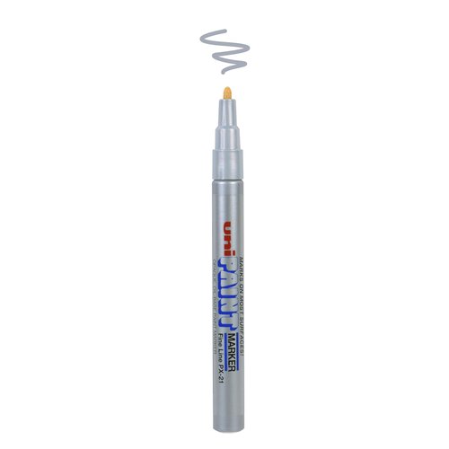 Uni-Ball Uni Paint PX-21 Oil-Based Paint Markers, Fine Line (1.2mm), Silver, 2 Count
