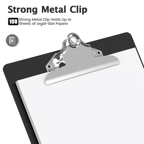 Macroclo Legal Size Clipboard, Black Plastic 8.5 x 14 Clip Board for Lawers, Heavy Duty Butterfly Clip, 9 x 15 in, Office & School Supply(Pack of 10)