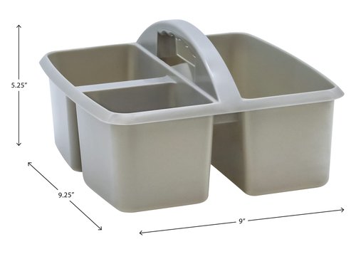 Teacher Created Resources Gray Portable Plastic Storage Caddy 6-Pack for Classrooms, Kids Room, and Office Organization, 3 Compartments