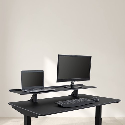 Stand Up Desk Store Clamp-On Adjustable Height Desk Shelf Monitor Stand (48" Wide)