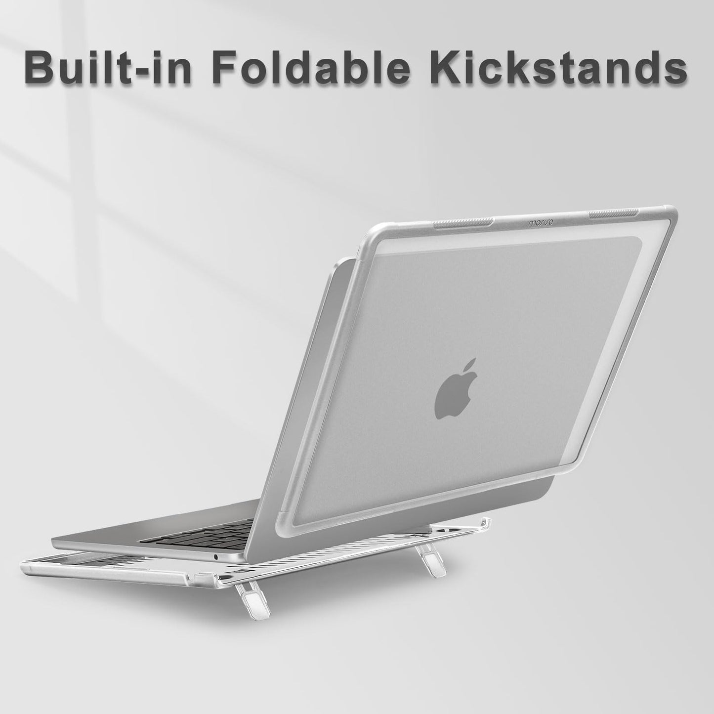 MOSISO Shock-Absorbing Cover Compatible with MacBook Air 13 inch Case 2026-2022 M5 A3449 M4 A3240 M3 A3113 M2 A2681, 4 in 1 Kit Anti-Crack Hard Shell with Kickstand for MacBook Air 13.6, Matte Clear
