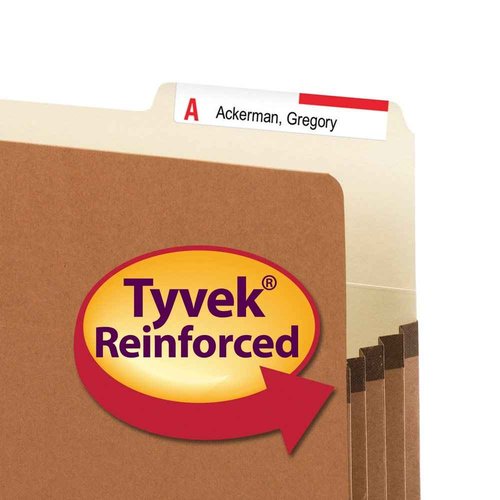 Smead File Pockets, 2/5-Cut Tab Right Position, Guide Height, 3-1/2" Expansion, Letter Size, Redrope, 25 per Box (73088)