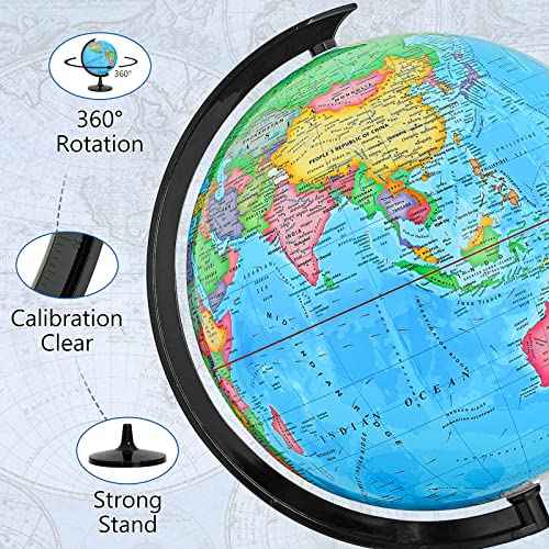 GOCHANGE Classroom Globes Elementary, 13in Political Teaching Globe with Countries & Capitals & State Capitals, Large Globes for Adults & Children