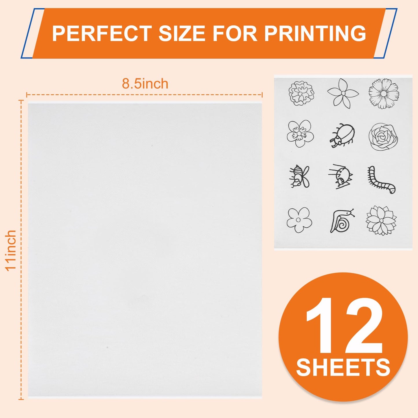 FURWEY 12PCS 8.5"x11" Wash Away Embroidery Stabilizer – Self Adhesive & Printable, Water Soluble Paper for Hand and Machine Use