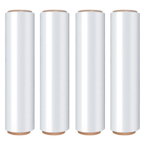 18 Inch Stretch Wrap Roll, Heavy Duty 1500ft Shrink Wrap Roll, Clear 80 Gauge Industrial Strength Stretch Film, Plastic Wrap for Pallet Wrapping Shipping Moving(4 Pack)