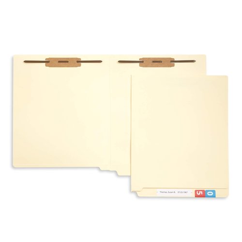 Blue Summit Supplies 14pt Heavyweight Manila Fastener File Folders with End Tabs, Reinforced Straight Cut End Tab Folders with 2 Fasteners, Standard Medical File Folders, Letter Size, Manila, 50 Pack